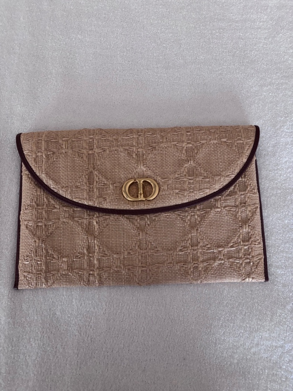 Dior Raffia Woven Envelope Clutch